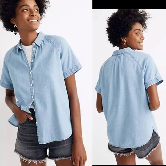 MADEWELL Denim Tidal Shirt in Dottie Wash-XXS - Picture 1 of 7